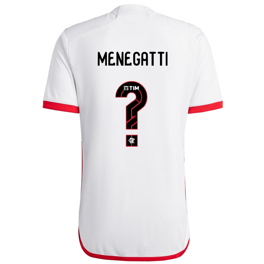 Kids Football Kauan Menegatti #0 White Red Away Jersey 2024/25 T-Shirt Canada