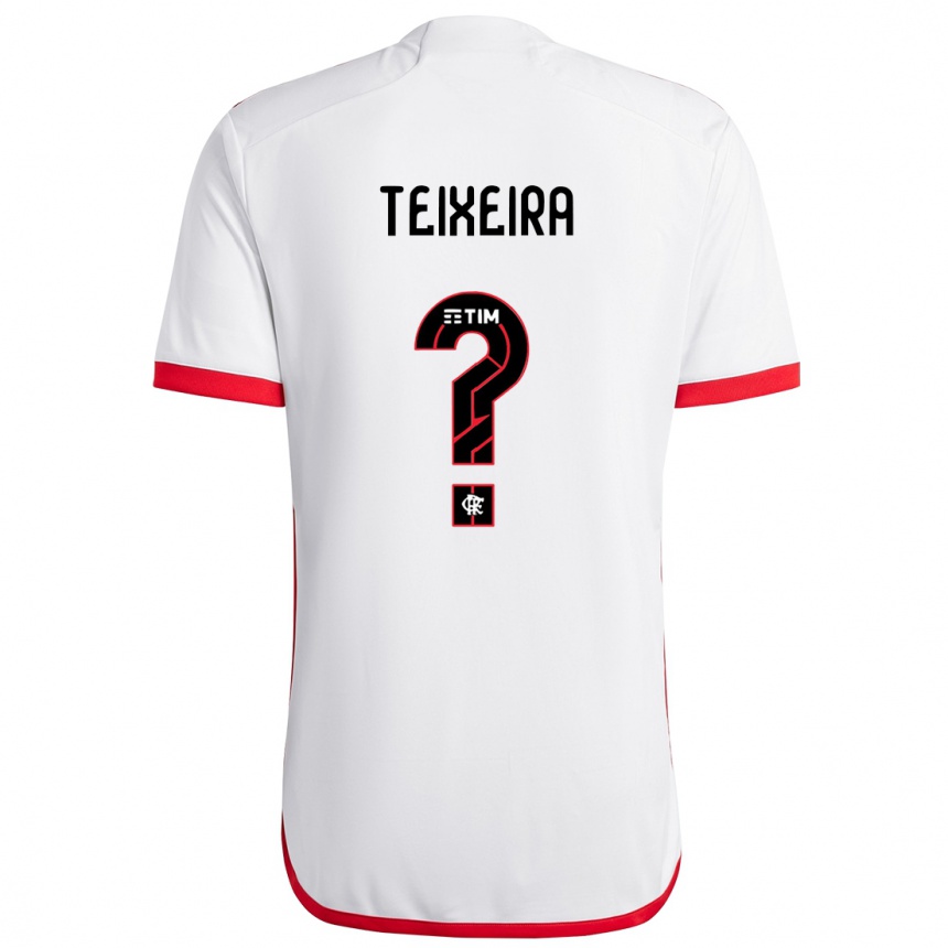 Kids Football Guilherme Teixeira #0 White Red Away Jersey 2024/25 T-Shirt Canada