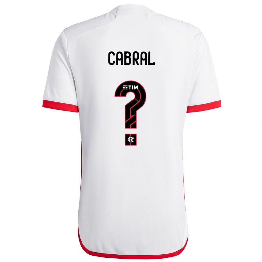 Kids Football Daniel Cabral #0 White Red Away Jersey 2024/25 T-Shirt Canada