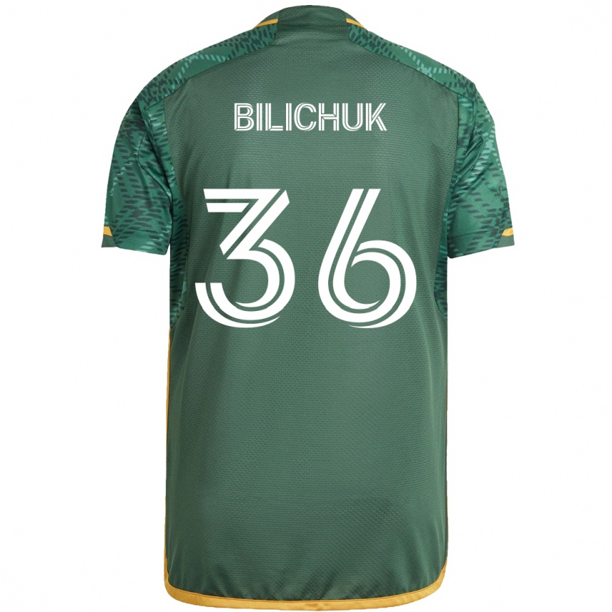 Men Football Ryan Bilichuk #36 Green Orange Home Jersey 2024/25 T-Shirt Canada