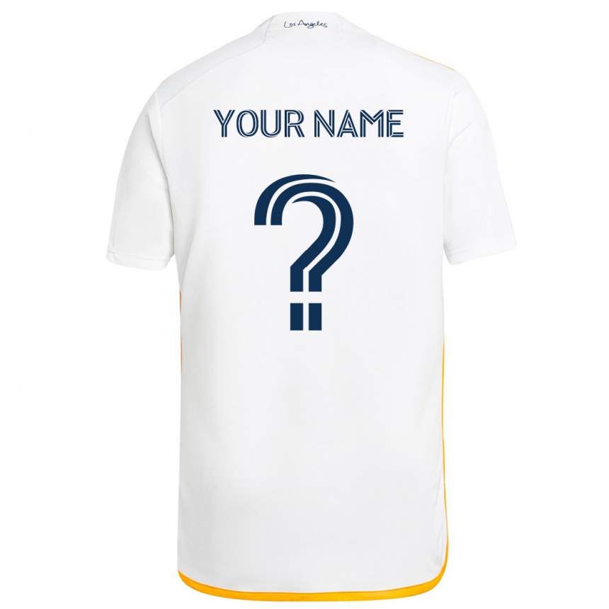 Men Football Your Name #0 White Yellow Home Jersey 2024/25 T-Shirt Canada