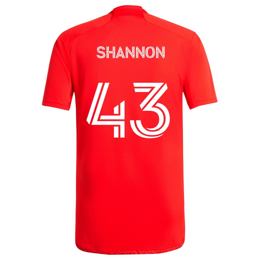 Men Football Jaylen Shannon #43 Red White Home Jersey 2024/25 T-Shirt Canada