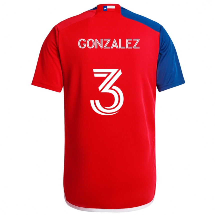 Homme Football Maillot Omar González #3 Bleu Rouge Tenues Domicile 2024/25 Canada