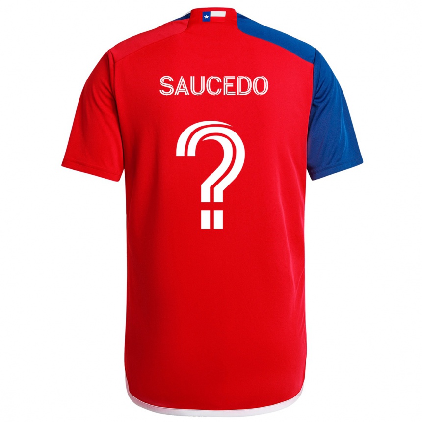 Men Football Andre Saucedo #0 Blue Red Home Jersey 2024/25 T-Shirt Canada