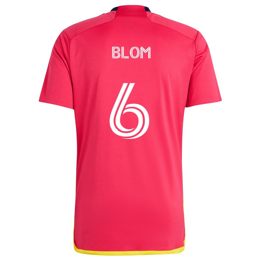 Homme Football Maillot Njabulo Blom #6 Rouge Bleu Tenues Domicile 2024/25 Canada