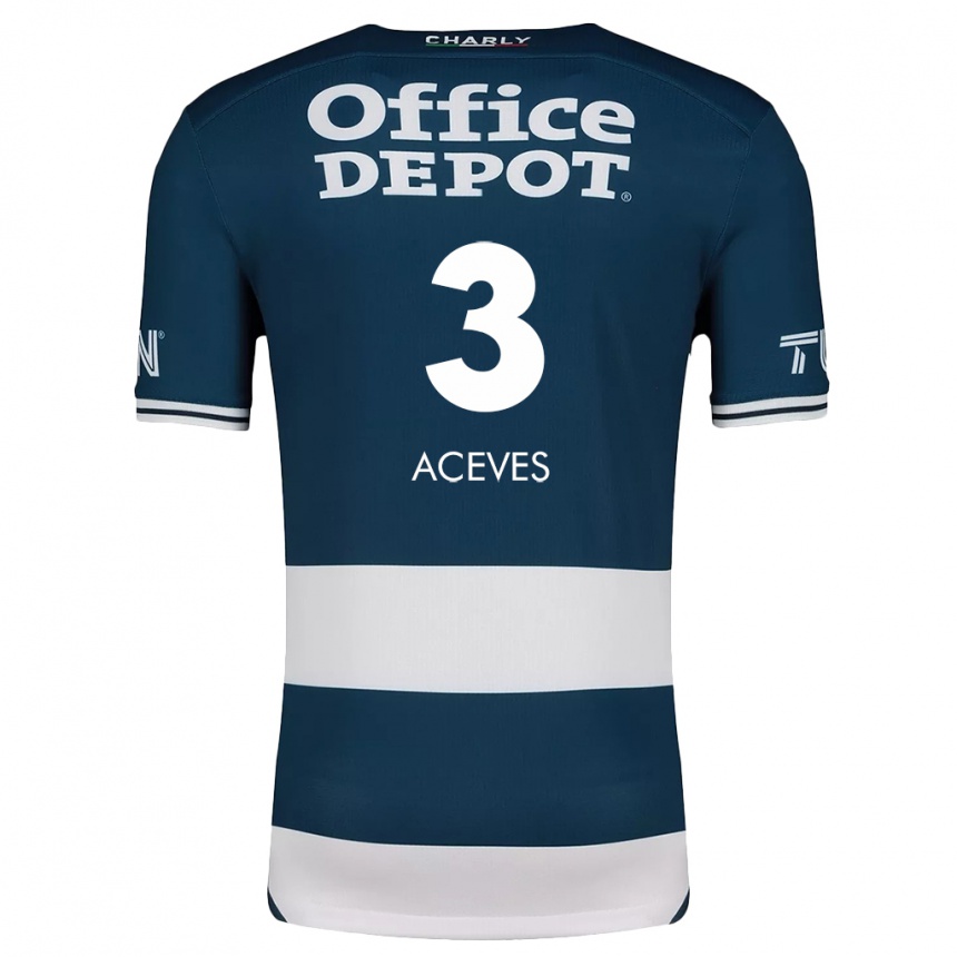 Men Football Alonso Aceves #3 Blue White Home Jersey 2024/25 T-Shirt Canada