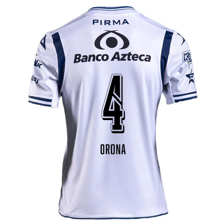 Men Football Efraín Orona #4 White Navy Blue Home Jersey 2024/25 T-Shirt Canada