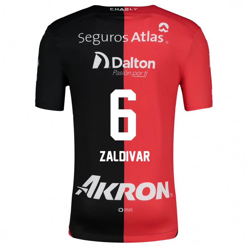 Men Football Édgar Zaldívar #6 Red Black Home Jersey 2024/25 T-Shirt Canada