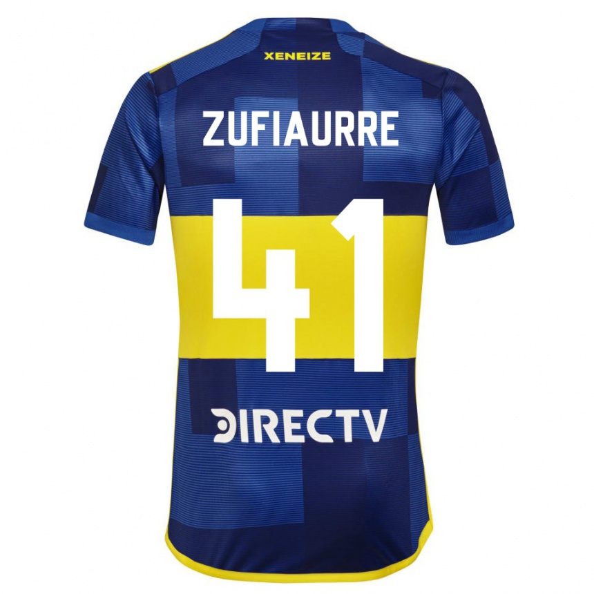 Men Football Iker Zufiaurre #41 Blue Yellow Home Jersey 2024/25 T-Shirt Canada