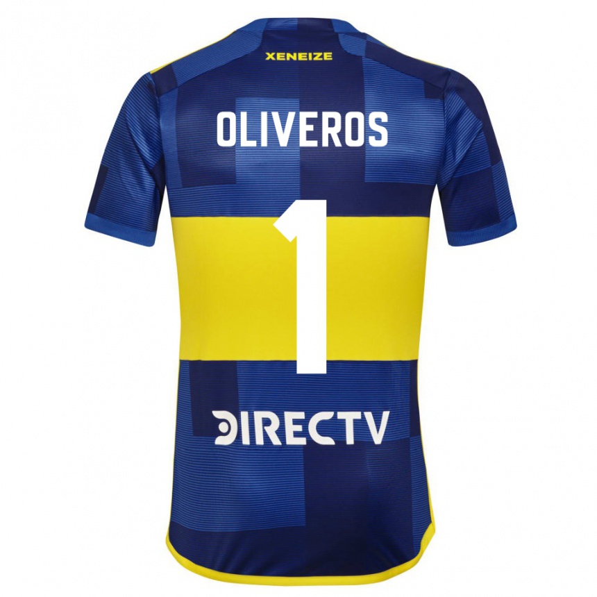 Men Football Laurina Oliveros #1 Blue Yellow Home Jersey 2024/25 T-Shirt Canada