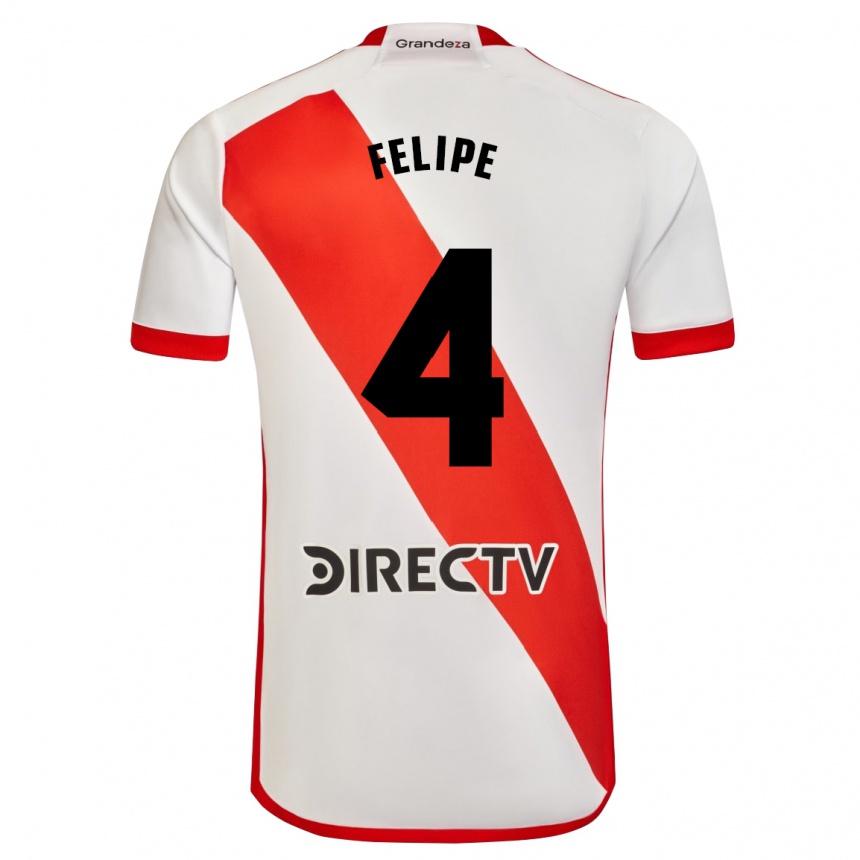 Homme Football Maillot Carina Felipe Silva #4 Blanc Rouge Tenues Domicile 2024/25 Canada