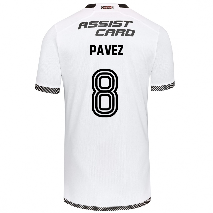 Men Football Esteban Pavez #8 White Black Home Jersey 2024/25 T-Shirt Canada