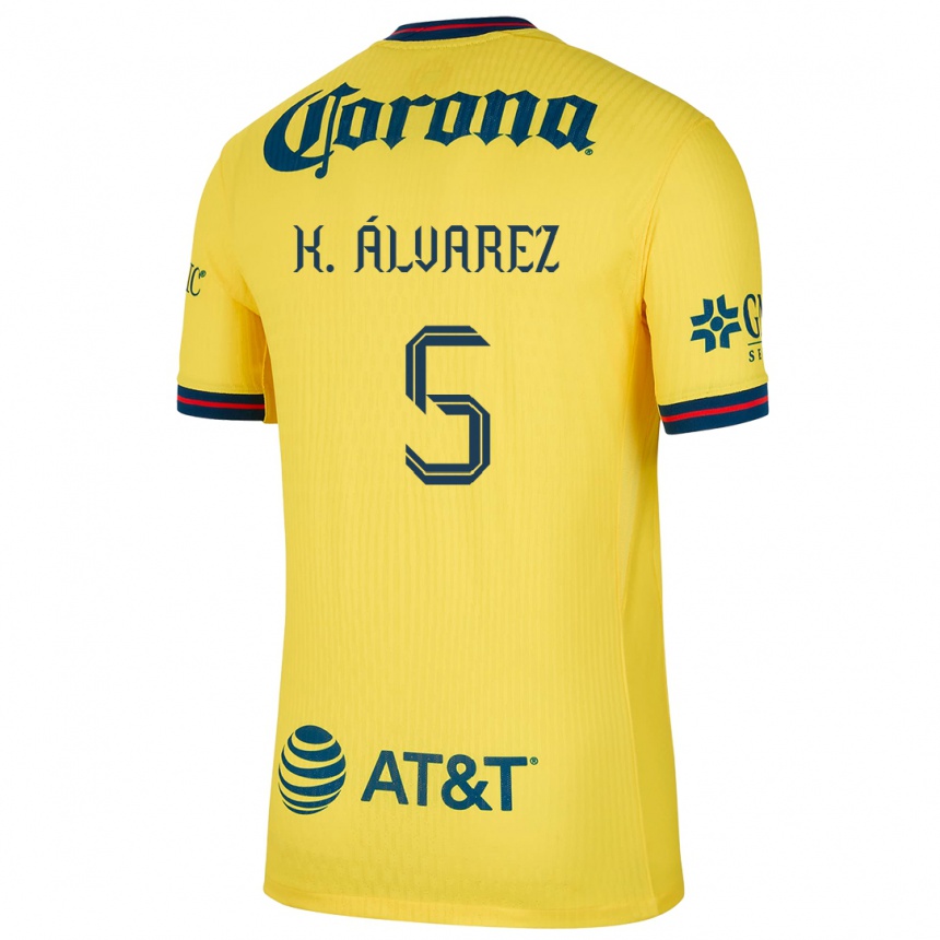 Homme Football Maillot Kevin Álvarez #5 Jaune Bleu Tenues Domicile 2024/25 Canada