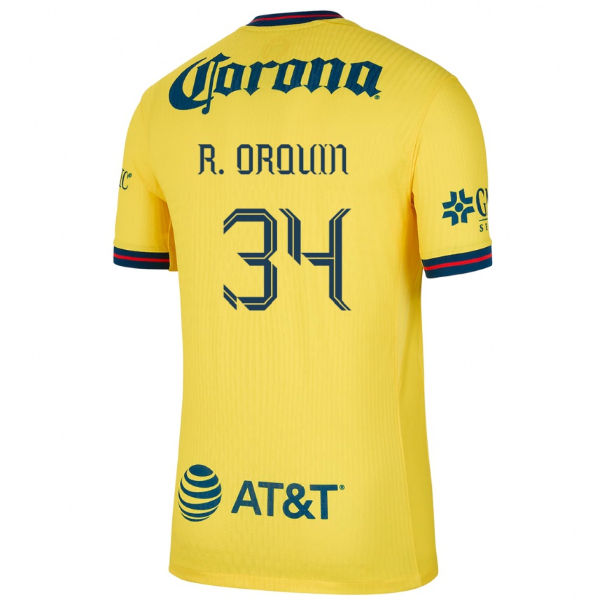 Men Football Ralph Orquin #34 Yellow Blue Home Jersey 2024/25 T-Shirt Canada