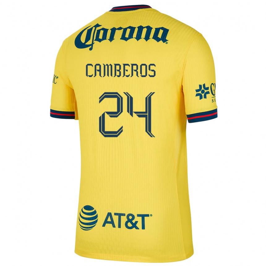 Men Football Scarlett Camberos #24 Yellow Blue Home Jersey 2024/25 T-Shirt Canada