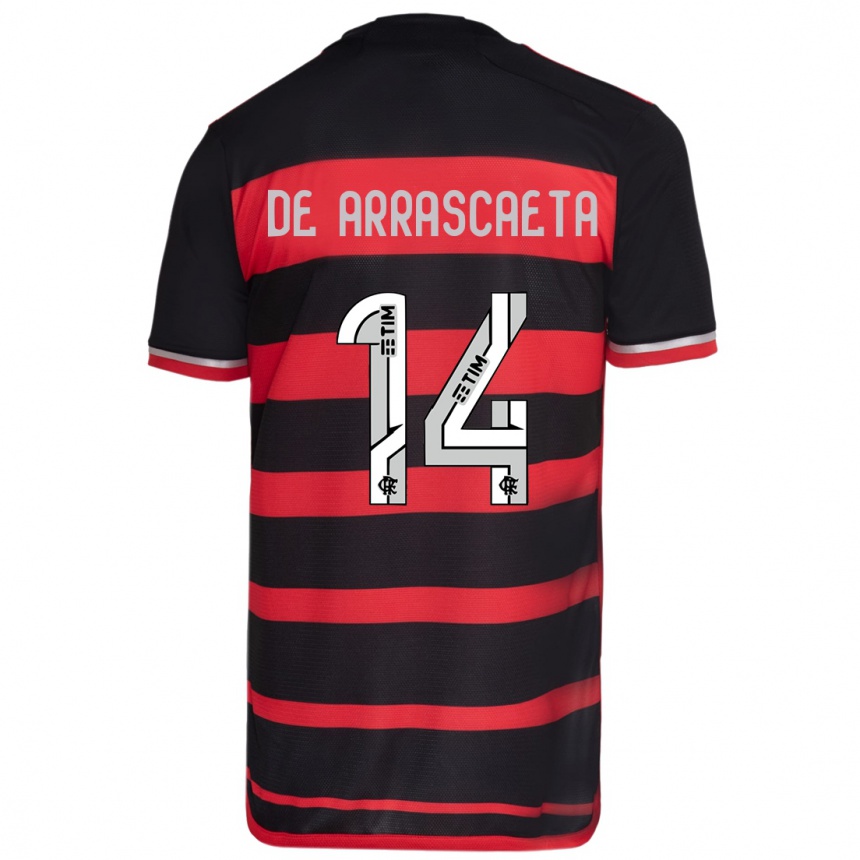 Men Football Giorgian De Arrascaeta #14 Red Black Home Jersey 2024/25 T-Shirt Canada