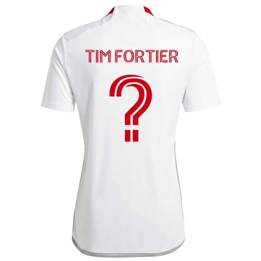 Men Football Tim Fortier #0 White Red Away Jersey 2024/25 T-Shirt Canada