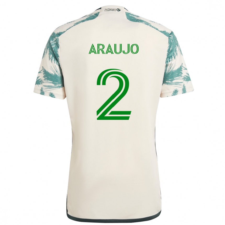 Men Football Miguel Araujo #2 Beige Brown Away Jersey 2024/25 T-Shirt Canada