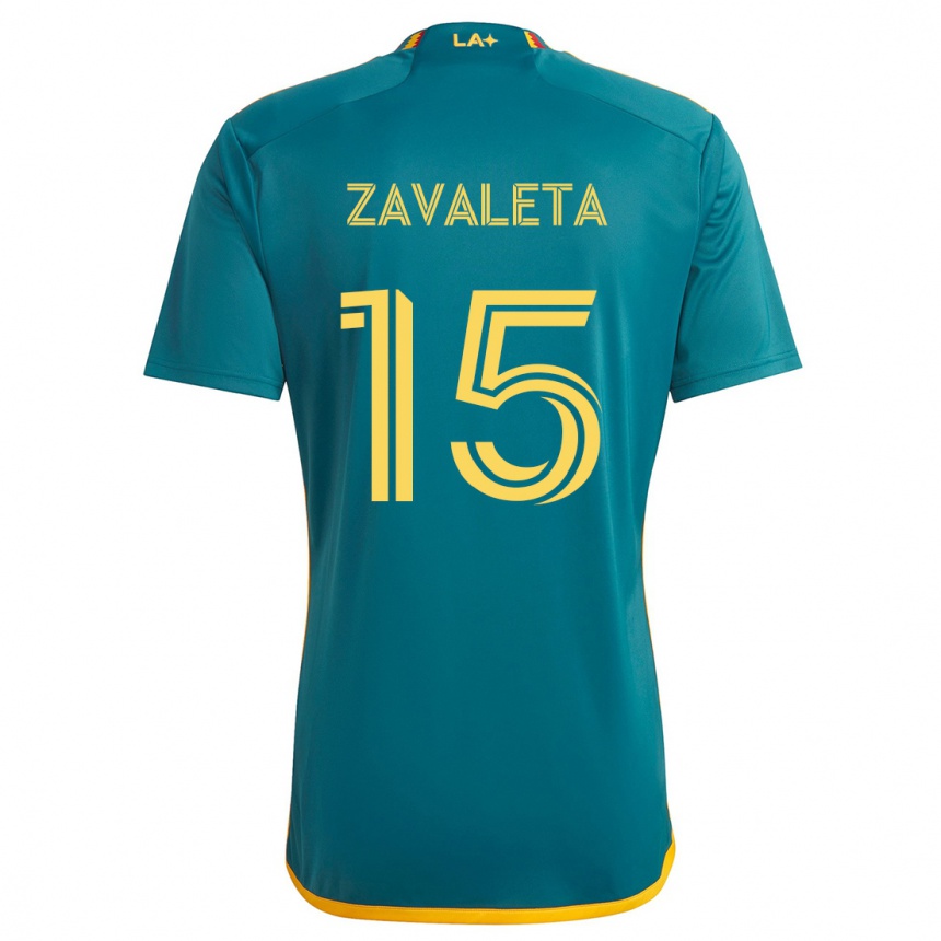 Men Football Eriq Zavaleta #15 Green Yellow Away Jersey 2024/25 T-Shirt Canada