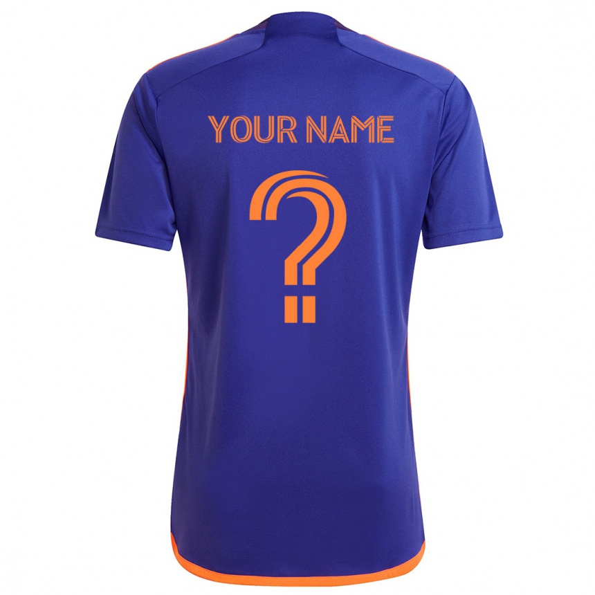 Men Football Your Name #0 Purple Orange Away Jersey 2024/25 T-Shirt Canada