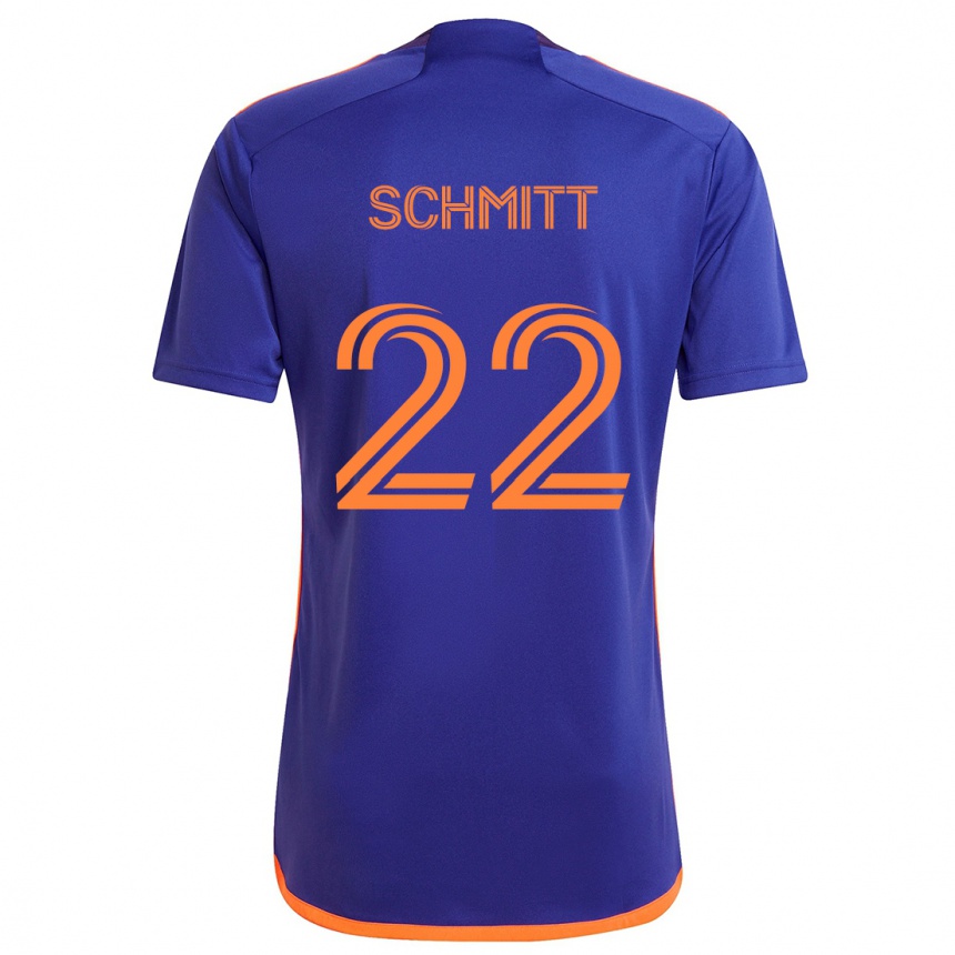 Men Football Tate Schmitt #22 Purple Orange Away Jersey 2024/25 T-Shirt Canada