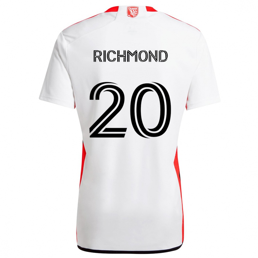 Men Football Will Richmond #20 White Red Away Jersey 2024/25 T-Shirt Canada