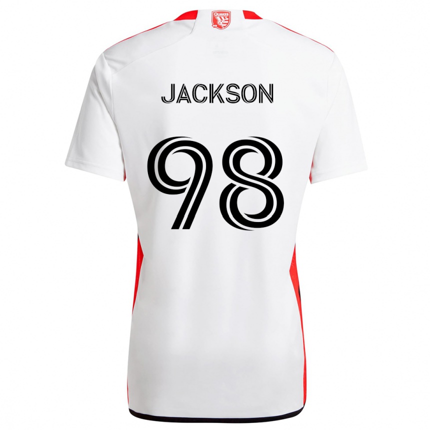 Men Football Jacob Jackson #98 White Red Away Jersey 2024/25 T-Shirt Canada