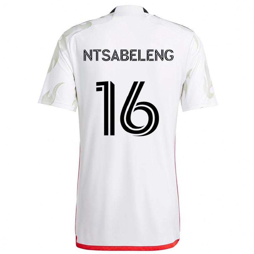 Homme Football Maillot Tsiki Ntsabeleng #16 Blanc Rouge Noir Tenues Extérieur 2024/25 Canada