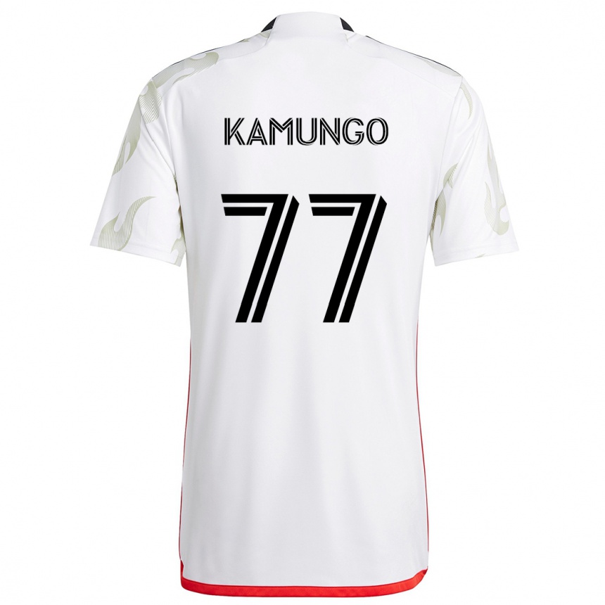 Men Football Bernard Kamungo #77 White Red Black Away Jersey 2024/25 T-Shirt Canada