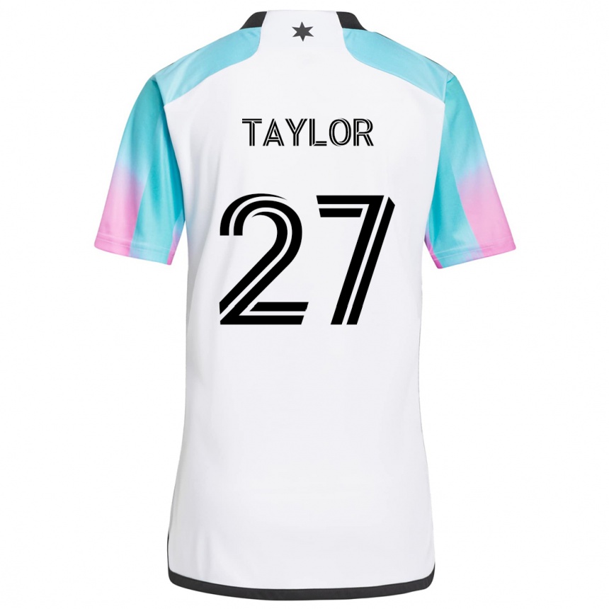 Men Football D.j. Taylor #27 White Blue Black Away Jersey 2024/25 T-Shirt Canada