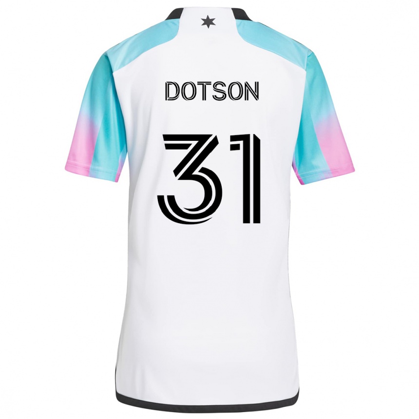 Men Football Hassani Dotson #31 White Blue Black Away Jersey 2024/25 T-Shirt Canada