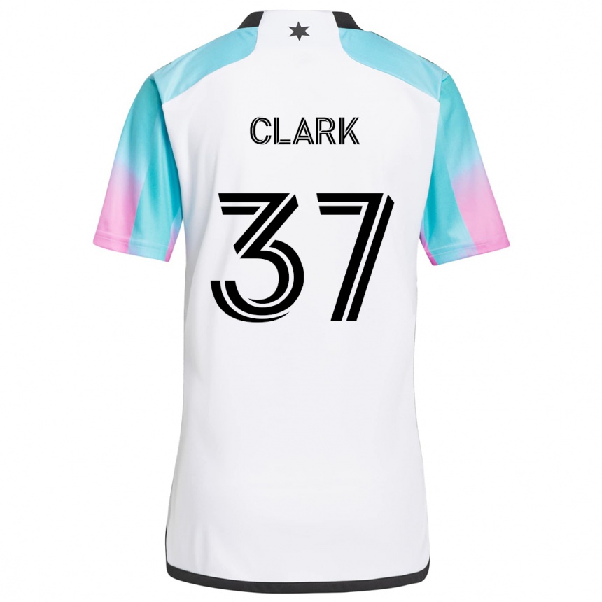 Men Football Caden Clark #37 White Blue Black Away Jersey 2024/25 T-Shirt Canada