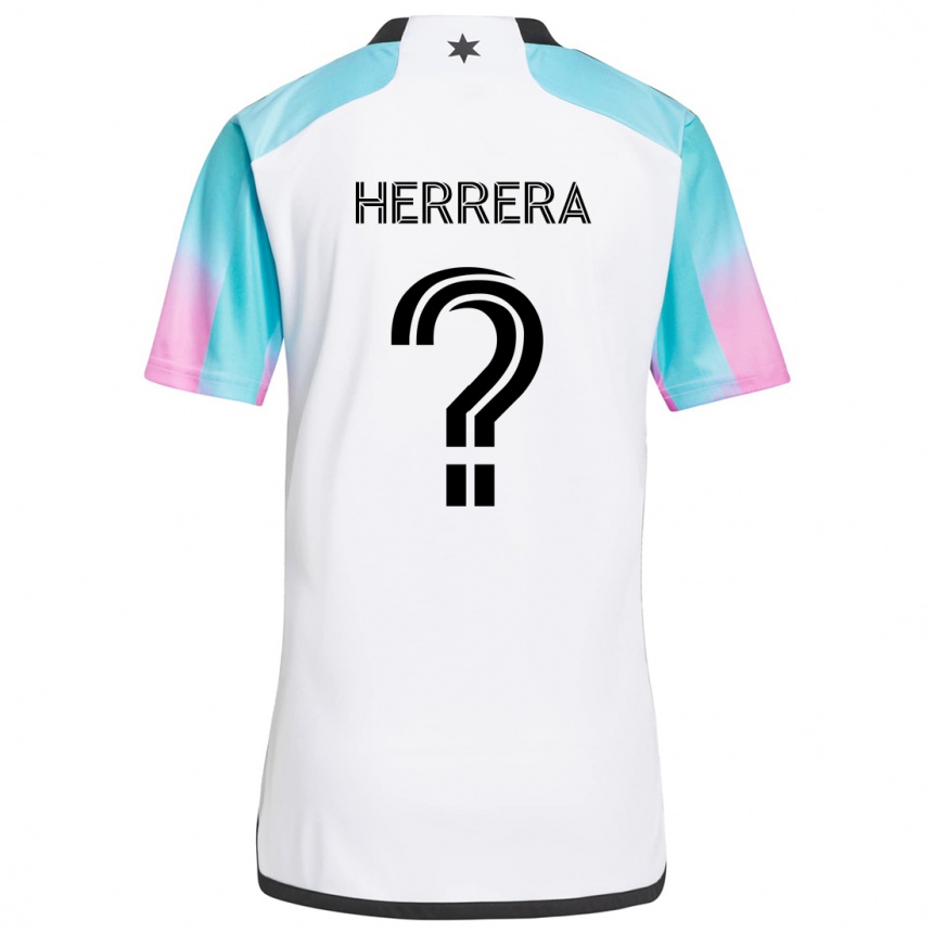 Men Football Oscar Herrera #0 White Blue Black Away Jersey 2024/25 T-Shirt Canada