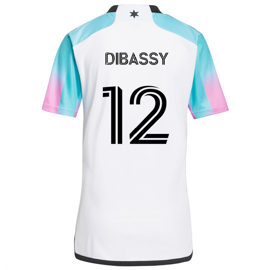 Men Football Bakaye Dibassy #12 White Blue Black Away Jersey 2024/25 T-Shirt Canada