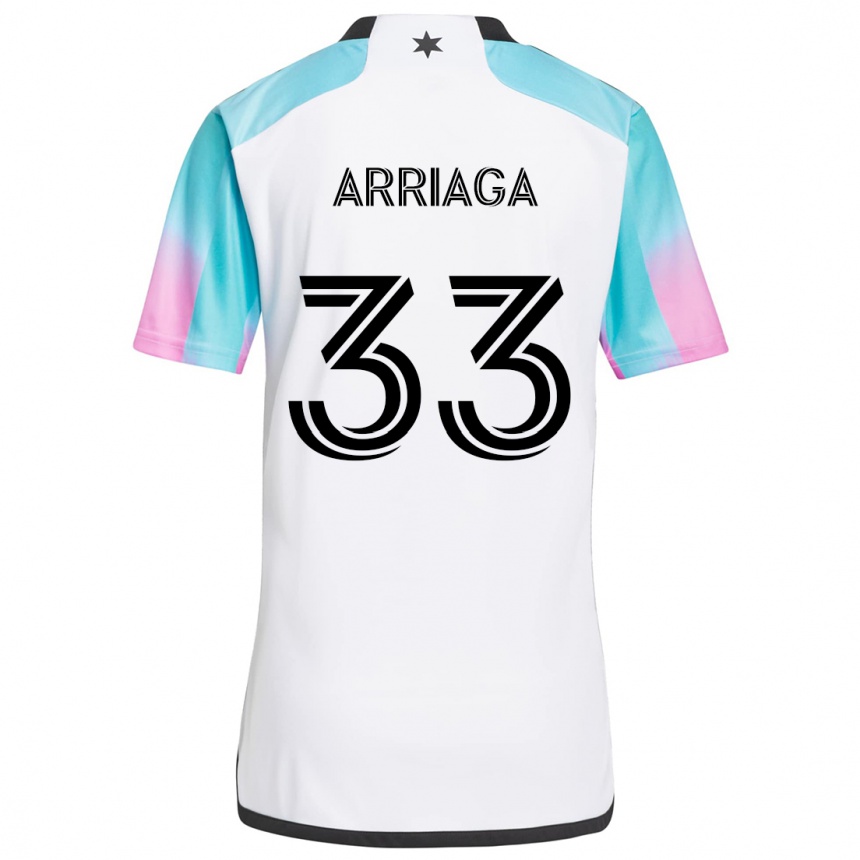 Men Football Kervin Arriaga #33 White Blue Black Away Jersey 2024/25 T-Shirt Canada