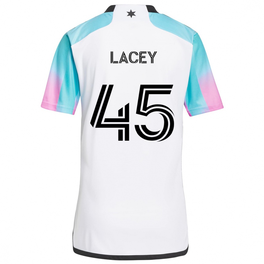 Men Football Kameron Lacey #45 White Blue Black Away Jersey 2024/25 T-Shirt Canada