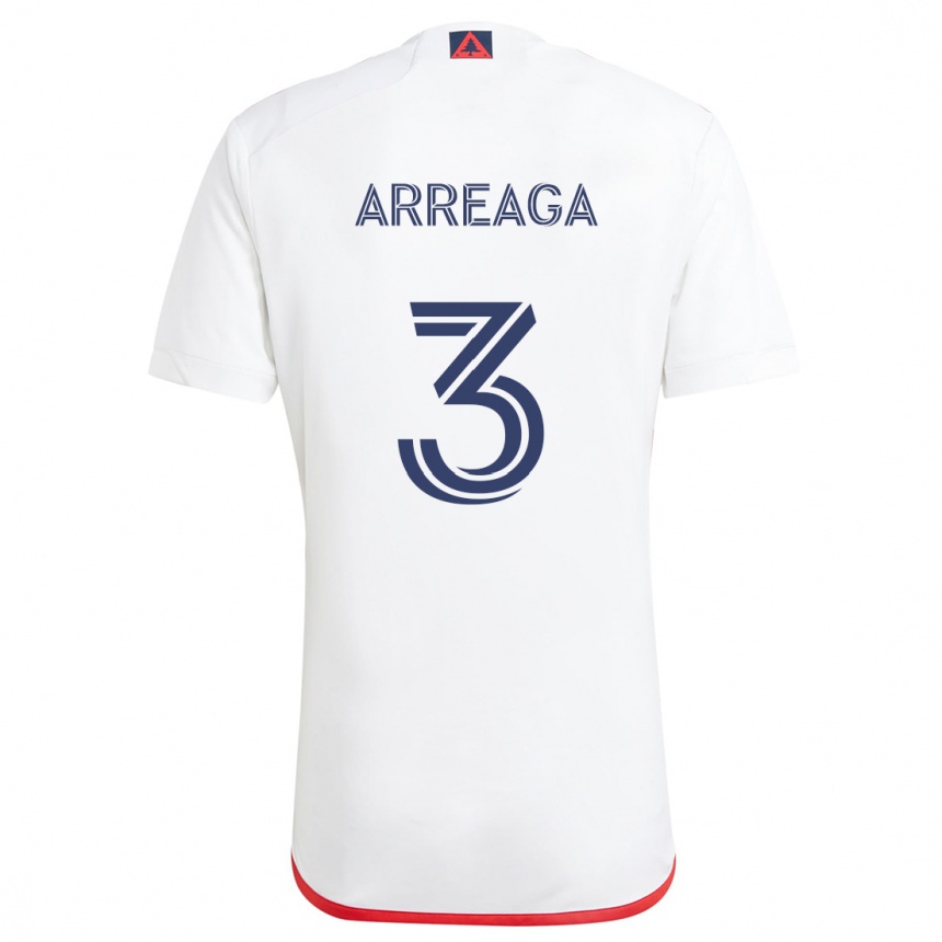 Men Football Xavier Arreaga #3 White Red Away Jersey 2024/25 T-Shirt Canada