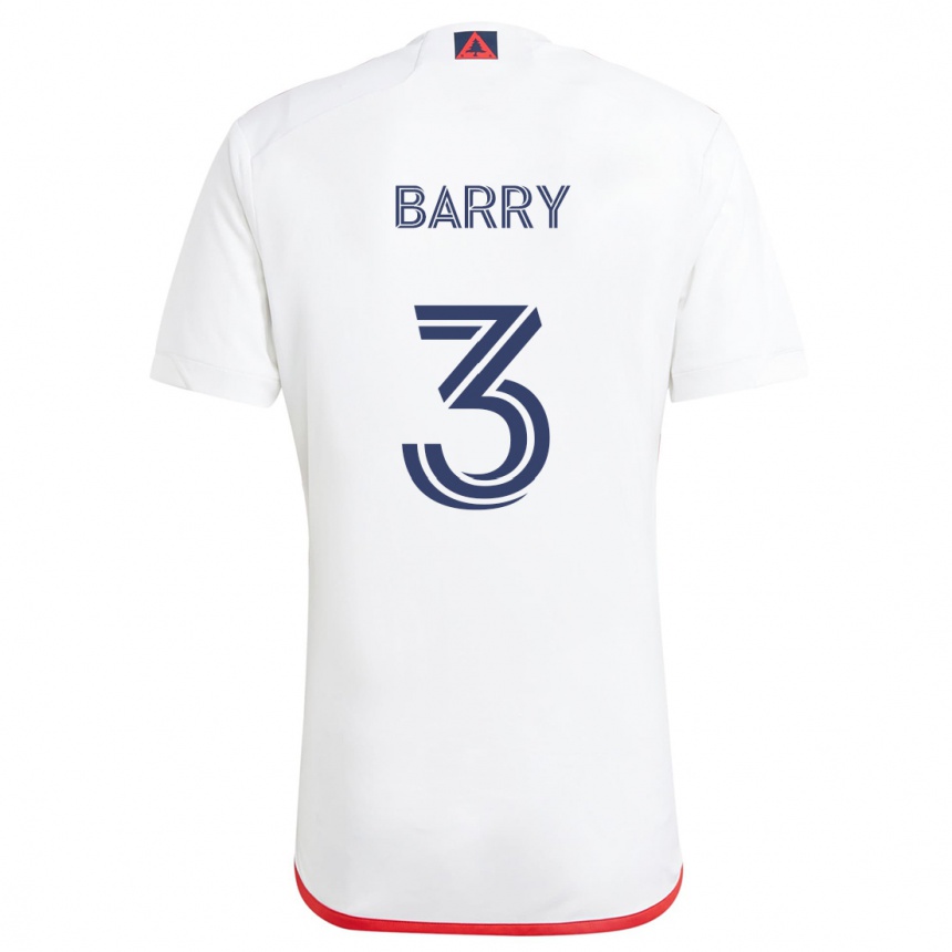 Men Football Hesron Barry #3 White Red Away Jersey 2024/25 T-Shirt Canada