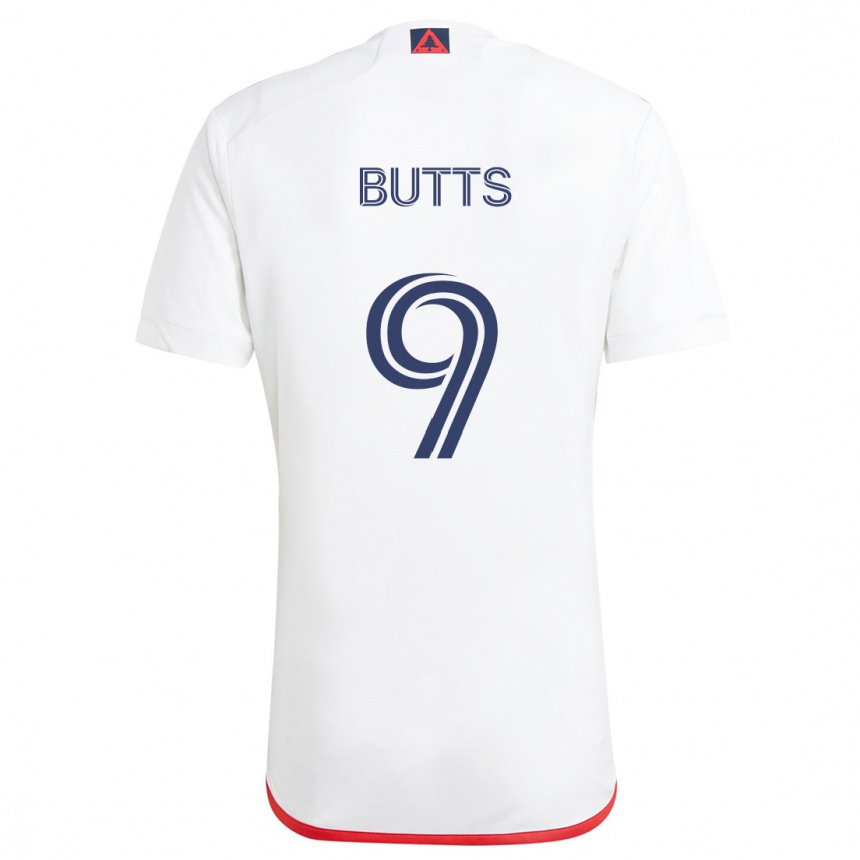 Men Football Liam Butts #9 White Red Away Jersey 2024/25 T-Shirt Canada