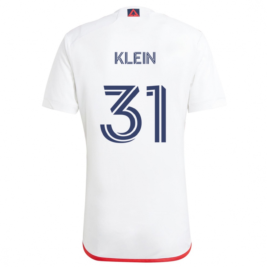 Men Football Eric Klein #31 White Red Away Jersey 2024/25 T-Shirt Canada