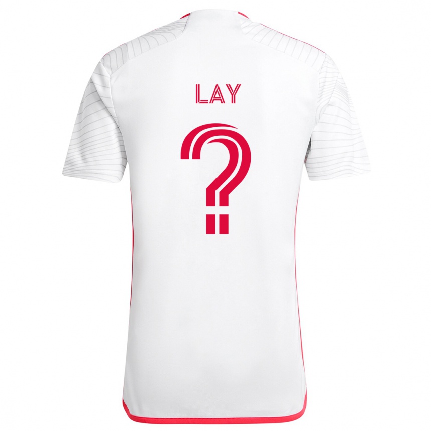 Homme Football Maillot Mikey Lay #0 Blanc Rouge Tenues Extérieur 2024/25 Canada