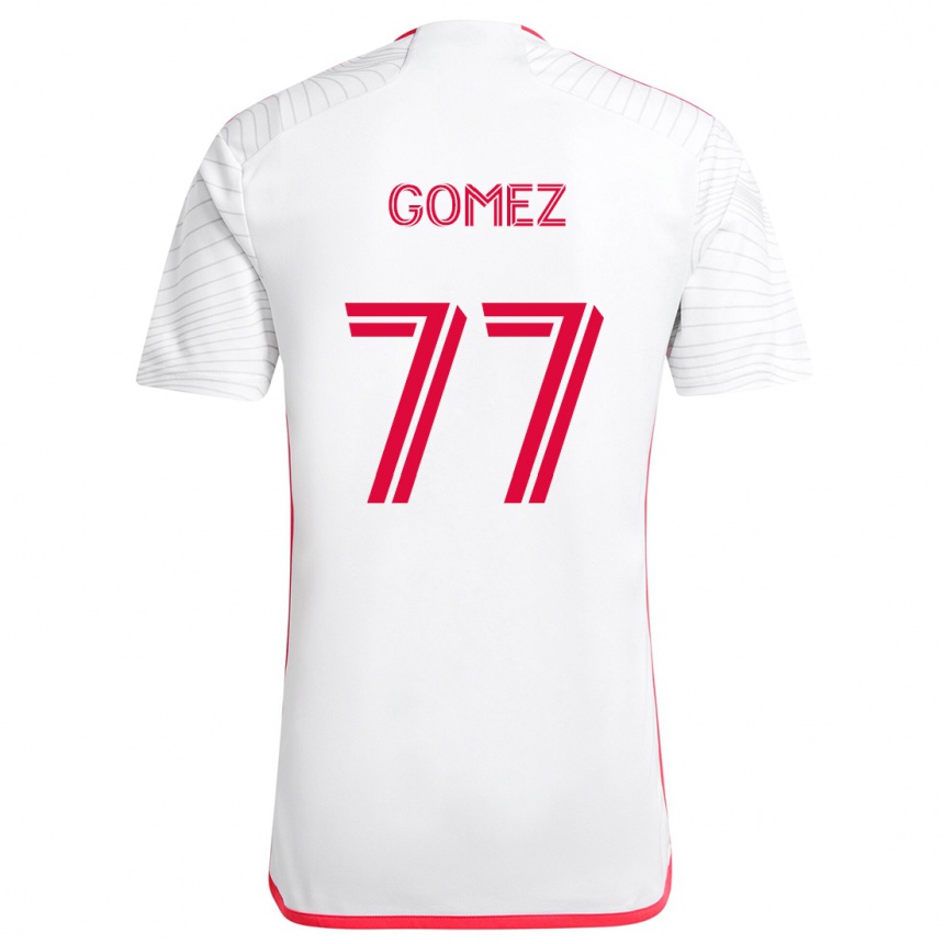 Men Football Sam Gomez #77 White Red Away Jersey 2024/25 T-Shirt Canada