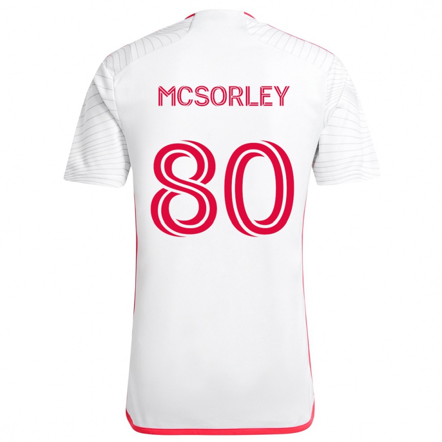 Men Football Brendan Mcsorley #80 White Red Away Jersey 2024/25 T-Shirt Canada