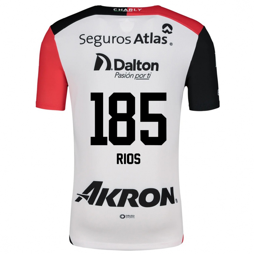 Men Football Víctor Ríos #185 White Red Black Away Jersey 2024/25 T-Shirt Canada