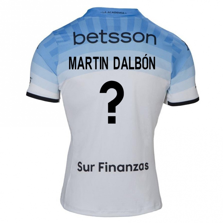 Men Football Juan Martin Dalbón #0 White Blue Black Away Jersey 2024/25 T-Shirt Canada