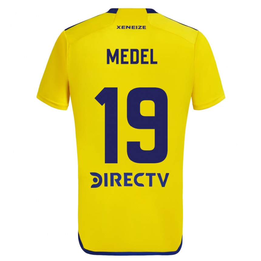 Men Football Gary Medel #19 Yellow Blue Away Jersey 2024/25 T-Shirt Canada