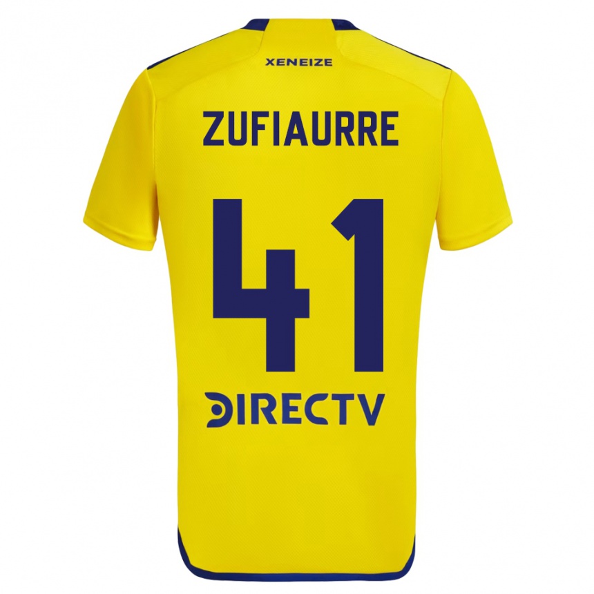 Homme Football Maillot Iker Zufiaurre #41 Jaune Bleu Tenues Extérieur 2024/25 Canada