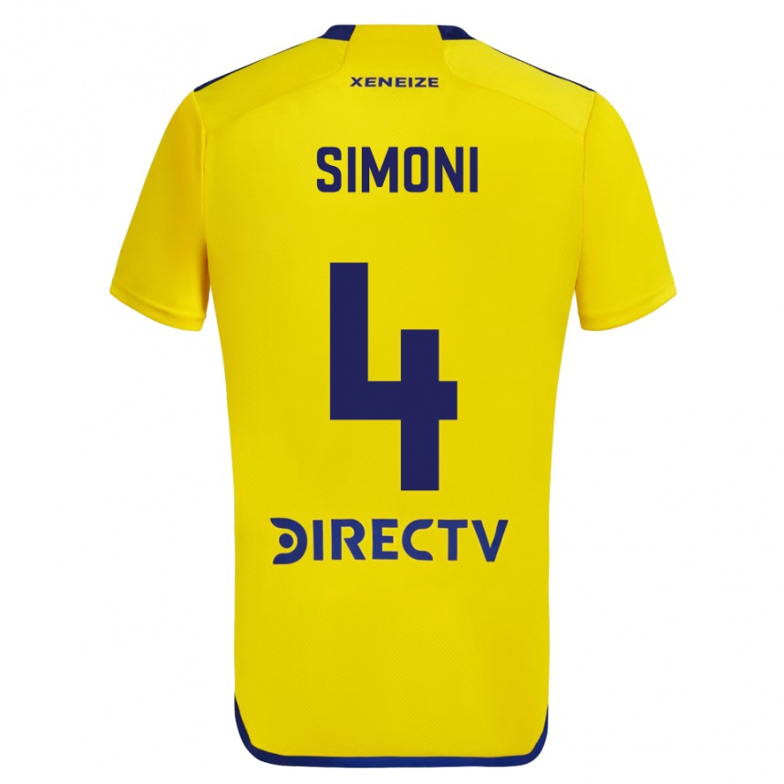 Homme Football Maillot Tiago Simoni #4 Jaune Bleu Tenues Extérieur 2024/25 Canada