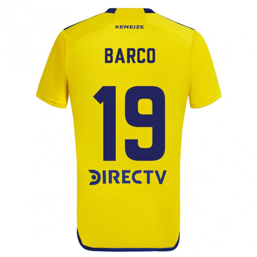 Men Football Valentín Barco #19 Yellow Blue Away Jersey 2024/25 T-Shirt Canada