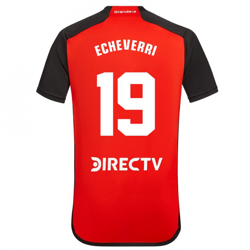 Men Football Claudio Echeverri #19 Red Black White Away Jersey 2024/25 T-Shirt Canada